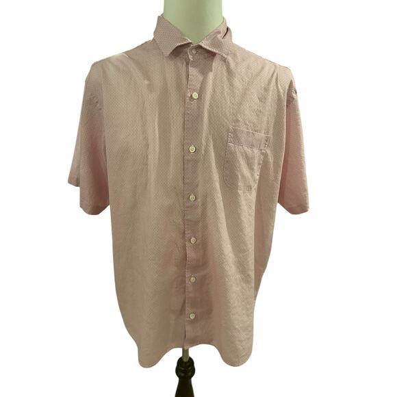 Peter Millar XL Pink and white Short Sleeve Button Down - Picture 1 of 4